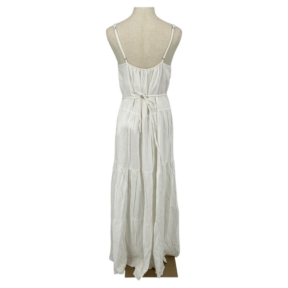 Splendid White Linen Blend Maxi Dress Beach Bohemian Minimalist Cottagecore M - Picture 3 of 10